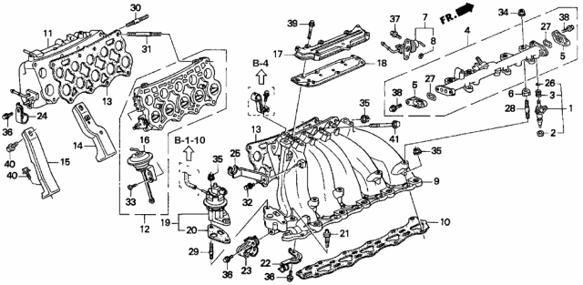 1997 Acura TL Manifold B, In. Diagram for 17110-P1R-A01