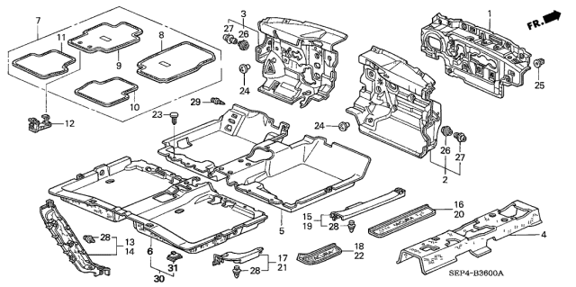 2005 Acura TL Floor Mat Diagram