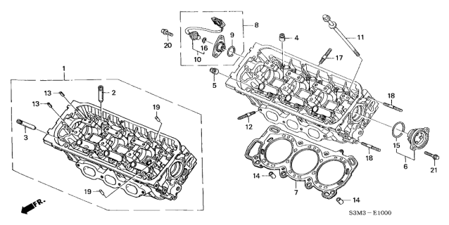 2001 Acura CL Cylinder Head Assembly, Front Diagram for 12100-P8E-306