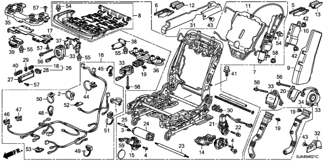 2011 Acura RL Front Seat Components Diagram 2