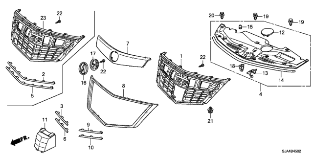2012 Acura RL Front Grille Acc Cover Diagram for 71129-SJA-A51