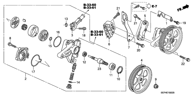 2007 Acura TL Power Steering Pump Assembly Diagram for 56110-RDB-A01