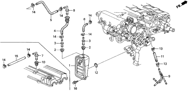 1995 Acura Integra Breather Chamber Diagram for 11850-PR3-000
