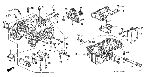 2001 Acura RL Cylinder Block - Oil Pan Diagram