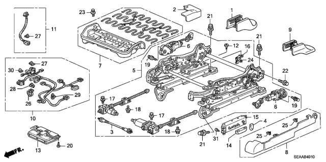 2008 Acura TSX Front Seat Components Diagram 1