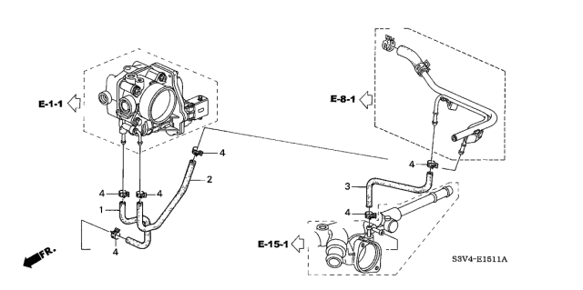 2003 Acura MDX Cooling System Misc/Engine Coolant Hose Diagram for 19523-RDJ-A00