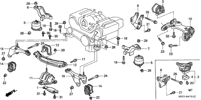 1993 Acura Legend Stopper, Transmission Mounting (At) Diagram for 50805-SP0-306