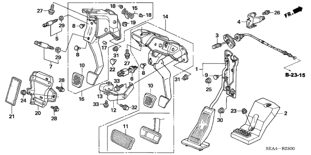 2004 Acura TSX Clutch Pedal Diagram for 46910-SDA-A01