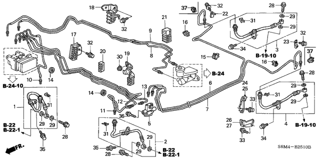 2004 Acura RSX Clamp, Passenger Side Brake Pipe Diagram for 46397-S5A-000