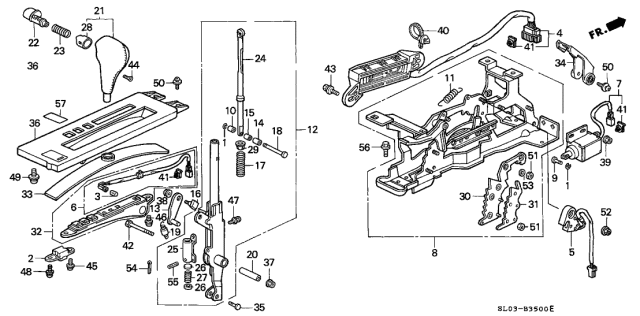 1997 Acura NSX Select Lever Diagram