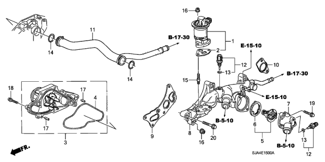 2005 Acura RL Thermostat Cover Diagram for 19311-RJA-A00