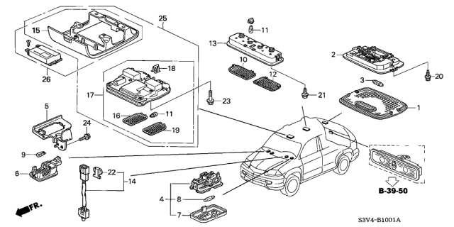 2004 Acura MDX Console Assembly, Roof (Moon Lake Gray) Diagram for 83250-S3V-C01ZA