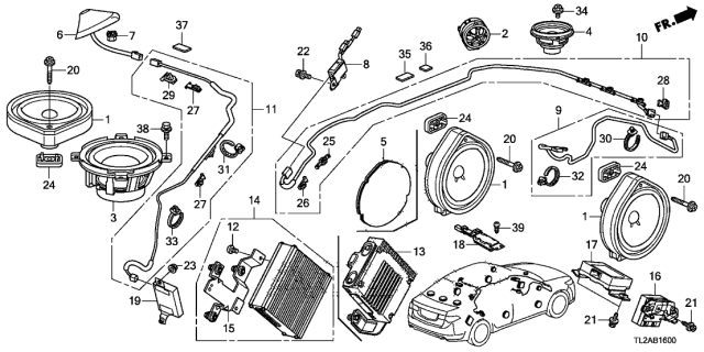 2013 Acura TSX Speaker Nut Assembly Diagram for 90309-SLJ-003