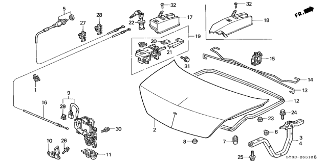1999 Acura CL Stopper, Trunk (Lower) Diagram for 74828-SV4-000