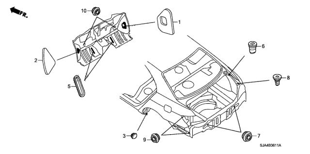 2010 Acura RL Insulator, Driver Side Dashboard Side (Lower) Diagram for 74242-SJA-A00