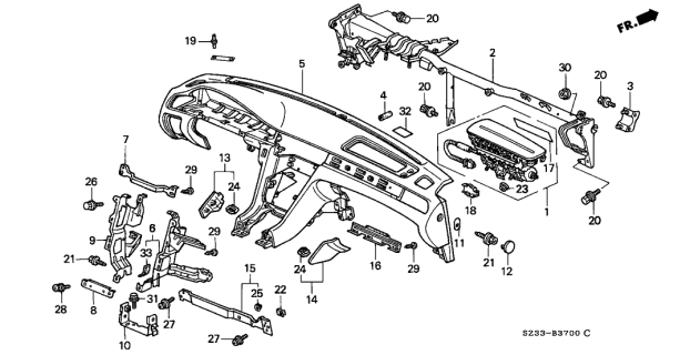 1996 Acura RL Frame, Passenger Side Instrument Center Diagram for 77110-SZ3-A01ZZ