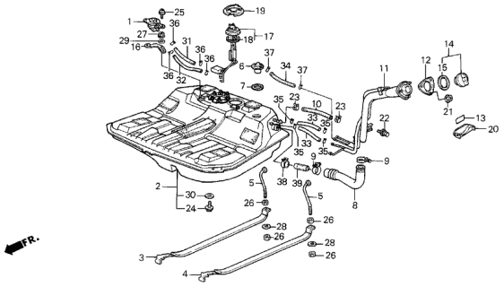 1988 Acura Legend Band, Driver Side Fuel Tank Mounting Diagram for 17522-SD4-030