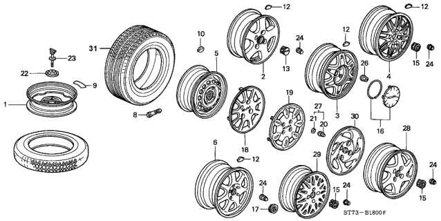 1995 Acura Integra Aluminum Wheel Rim (15X6Jj) (Asahi) Diagram for 42700-ST7-A02