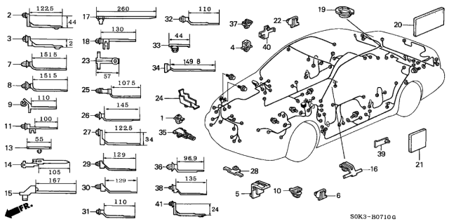 2003 Acura TL Clip, Wire Harness (Gray) Diagram for 91568-SP0-003