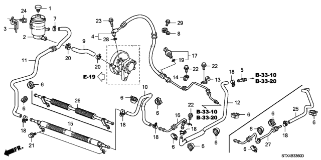 2007 Acura MDX Power Steering Return Suction Hose Diagram for 53734-STX-A01
