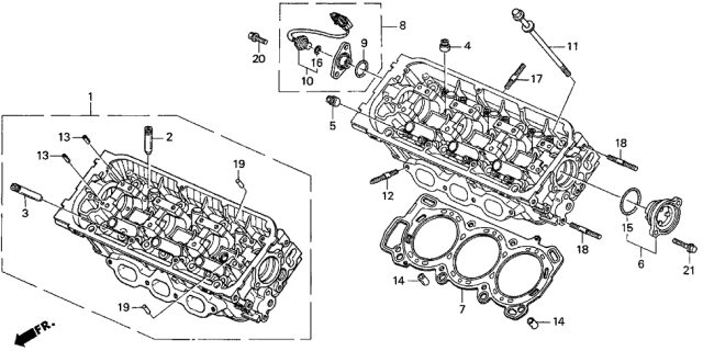 1997 Acura CL Cylinder Head Assembly, Front Diagram for 12100-P8A-305