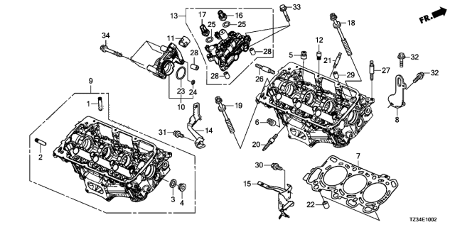2015 Acura TLX Rear Engine Cylinder Head Gasket (Nippon Leakless) Diagram for 12261-R9P-A01