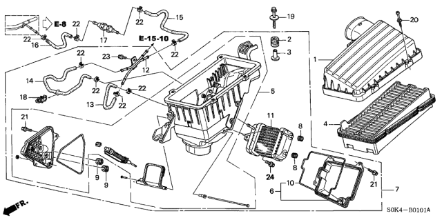 1999 Acura TL Case Sub-Set, Air Cleaner Diagram for 17245-P8E-A01