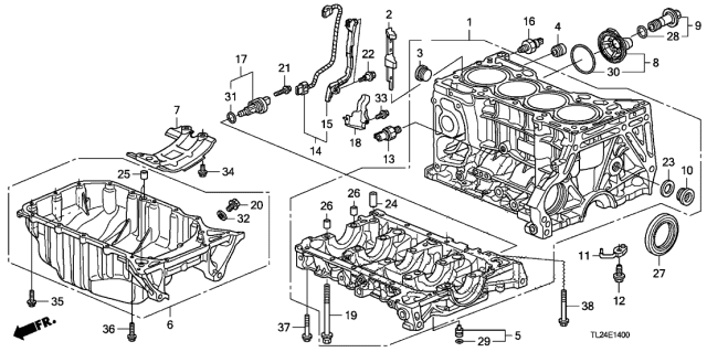 2009 Acura TSX Engine Knock (Detonation) Sensor Fits Diagram for 30530-R40-A01