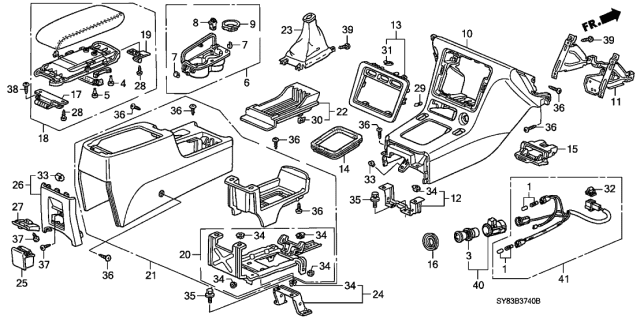 1997 Acura CL Panel, Console (Black) Diagram for 77297-SY8-A01ZA