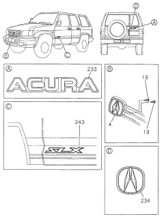 1998 Acura SLX Emblem - Name Plate Diagram