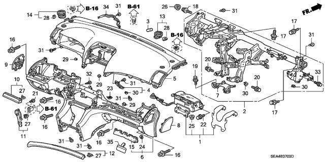 2004 Acura TSX Panel Assembly, Instrument (Lower) (Light Cream Ivory) Diagram for 77109-SEC-A01ZC