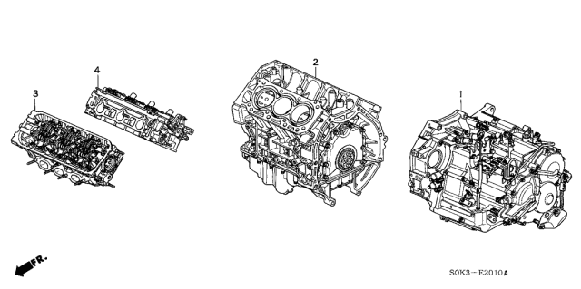 1999 Acura TL Engine Sub-Assembly,Front Head Diagram for 10004-P8E-U00