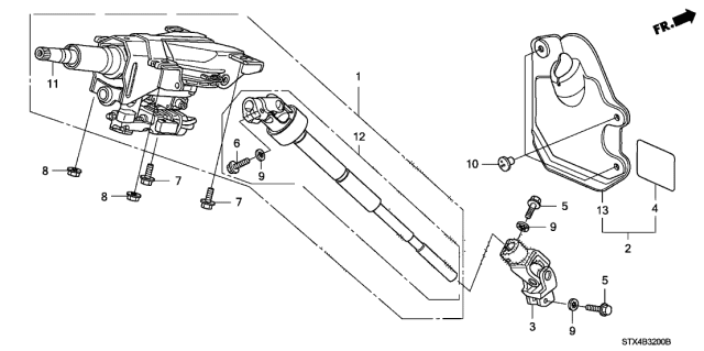 2008 Acura MDX Cover, Steering Joint (Driver Side) Diagram for 53320-SHJ-A02