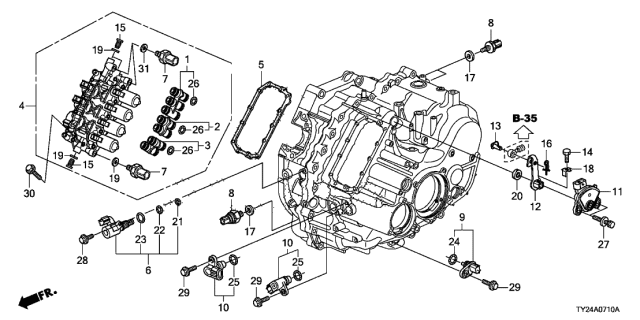 2017 Acura RLX Automatic Transmission Oil Pressure Switch Assembly Diagram for 28600-R94-004