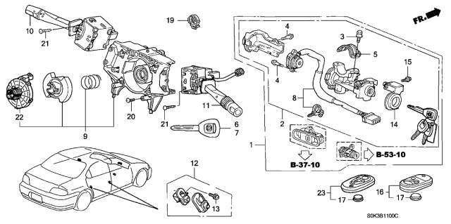 1999 Acura TL Switch Assembly, Wiper Diagram for 35256-S84-A01