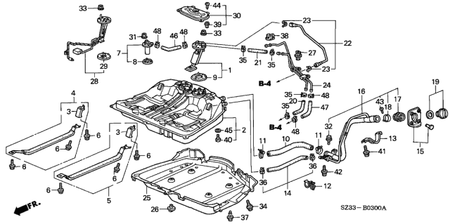 1997 Acura RL Fuel Pump Set Diagram for 17040-SZ3-A32