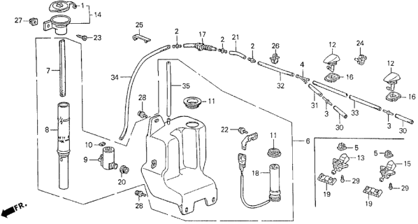 1988 Acura Legend Washer, Windshield (Front) Diagram for 76801-SD4-013