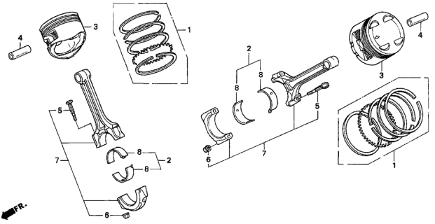 1992 Acura Legend Bearing B Set, Connecting Rod (Brown) (Daido) Diagram for 13023-PY3-800