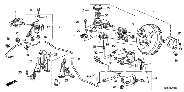 2012 Acura RDX Master Power Tube Assembly Diagram for 46402-STK-P04