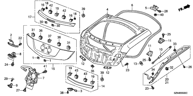 2010 Acura ZDX Special Nut Diagram for 33105-S5N-C01