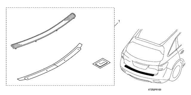 2014 Acura MDX Bumper Protector, Rear (Metal) Diagram