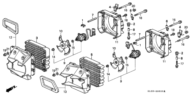 1995 Acura NSX Cooling Fan Motor Diagram for 80151-SL0-A01
