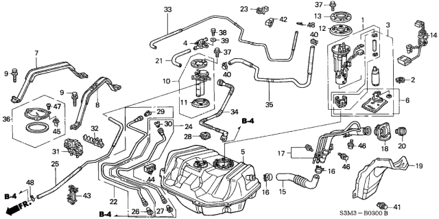 2001 Acura CL Fuel Pump Set Diagram for 17040-S84-A02