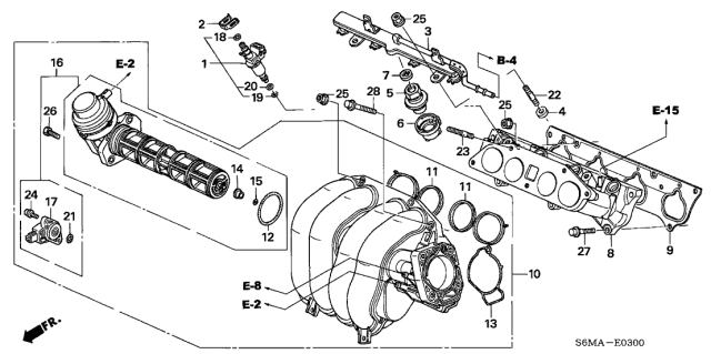 2006 Acura RSX Intake Manifold Leakless Gasket Diagram for 17055-PNA-004