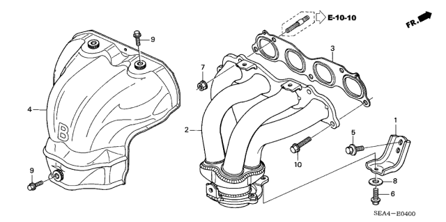 2006 Acura TSX Stay, Exhaust Manifold Diagram for 11942-RBB-000