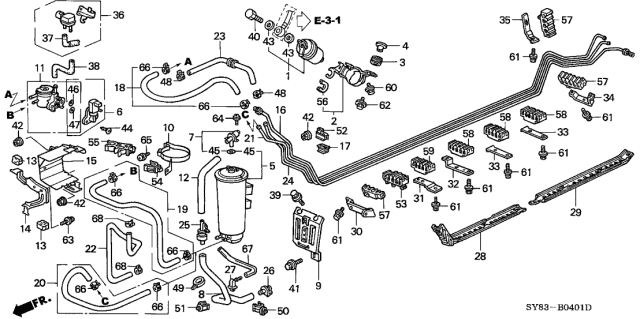 1998 Acura CL Fuel Pipe Diagram