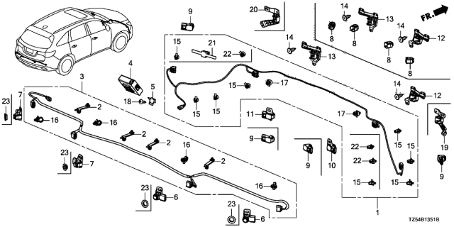 2019 Acura MDX Rear Parking Sensor Diagram for 39680-TLA-Y01YM