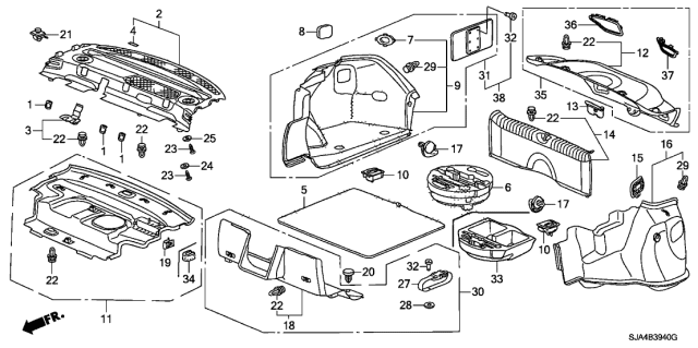 2012 Acura RL Lining Assembly, Driver Side Sub Trunk Side (Classy Gray) Diagram for 84659-SJA-A04ZB