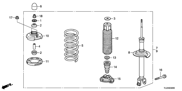 2013 Acura TSX Shock Absorber Unit, Rear Diagram for 52611-TP1-A01