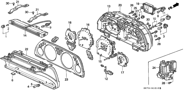 1993 Acura Integra Speedometer Assembly Diagram for 78120-SK7-A21